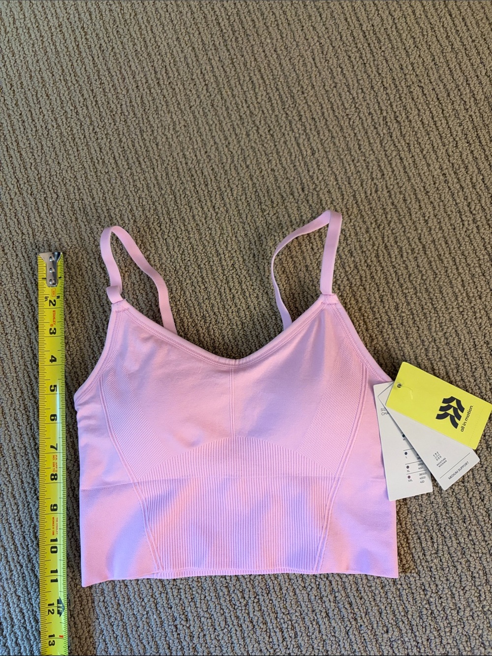 all in motion Light Pink Ribbed Seamless Crop Bralette